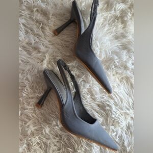 Elegant Gray Slingback Heels